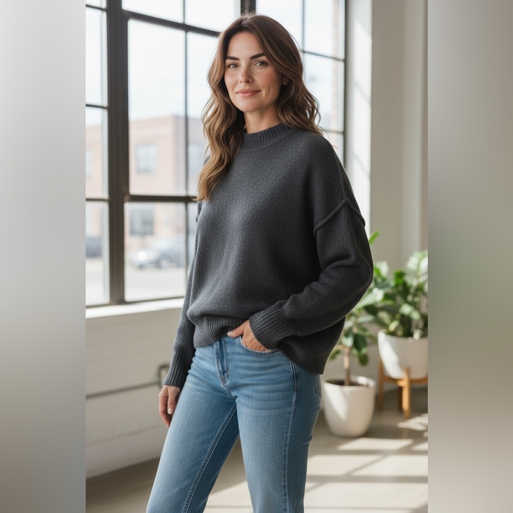 Abercrombie & Fitch Charcoal Crew Neck Sweater